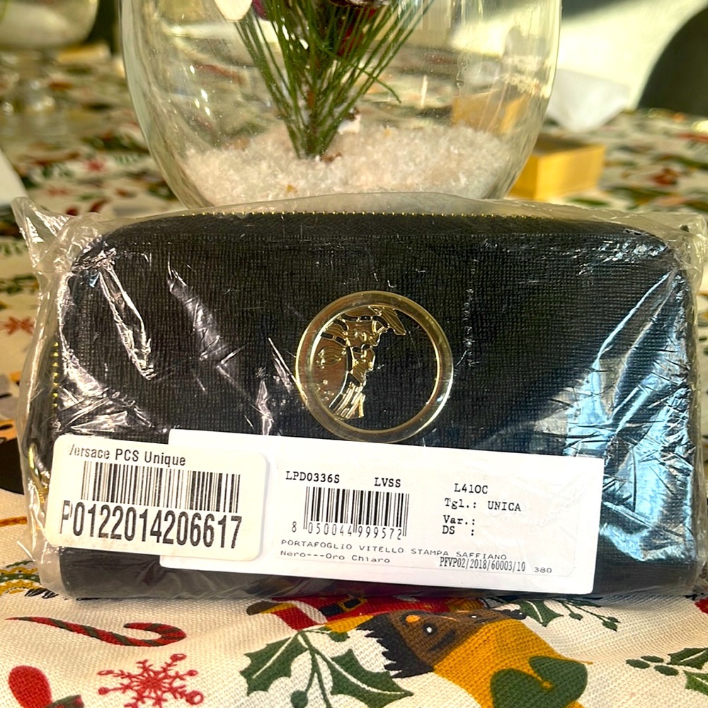 Versace Collection Genuine Leather Black Wallet NEW